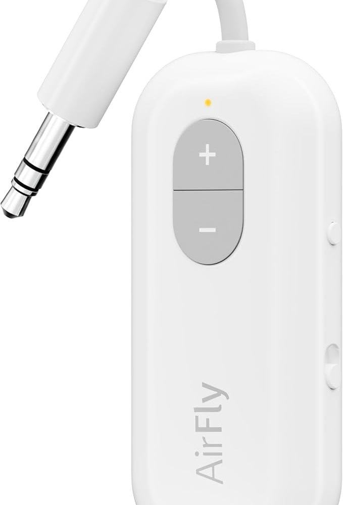 Twelve South AirFly SE | Bluetooth Wireless Audio Transmitter Adapter for AirPods/Headphones, 20+ Hr Battery, Works with 3.5mm aux Jacks on Airplanes, TVs, Gym Equipment, and Travel